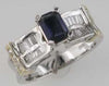 2.18CT DIAMOND & TANZANITE 14K WHITE GOLD EMERALD CUT & BAGUETTE ENGAGEMENT RING