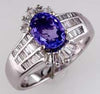 1.87CT DIAMOND & AAA TANZANITE 14K WHITE GOLD 3D OVAL & BAGUETTE ENGAGEMENT RING