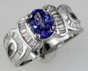 2.11CT DIAMOND & AAA TANZANITE 14K WHITE GOLD 3D OVAL & BAGUETTE ENGAGEMENT RING