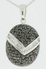 1.39CT WHITE & BLACK DIAMOND 14K WHITE GOLD CLUSTER V SHAPE FUN FLOATING PENDANT