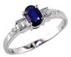 .64CT DIAMOND & AAA SAPPHIRE 14KT WHITE GOLD OVAL BAGUETTE & ROUND PROMISE RING