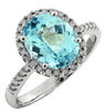3.41CT DIAMOND & AAA AQUAMARINE 14KT WHITE GOLD 3D OVAL & ROUND HALO FUN RING