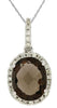 2.68CT DIAMOND & SMOKY QUARTZ 14KT WHITE GOLD CLASSIC OVAL HALO FLOATING PENDANT