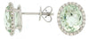5.25CT DIAMOND & AAA GREEN AMETHYST 14KT WHITE GOLD 3D OVAL HALO STUD EARRINGS