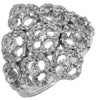ESTATE LARGE .88CT DIAMOND 14KT WHITE GOLD 3D CLASSIC MULTI FLOWER LOVE FUN RING