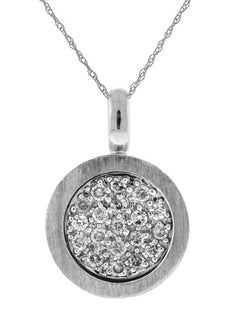 .28CT DIAMOND 14KT WHITE GOLD 3D ROUND CLUSTER MATTE & SHINY FLOATING PENDANT
