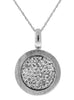 .28CT DIAMOND 14KT WHITE GOLD 3D ROUND CLUSTER MATTE & SHINY FLOATING PENDANT