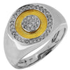 ESTATE .35CT DIAMOND 14KT WHITE & YELLOW GOLD 3D CLUSTER ROUND CLASSIC MENS RING