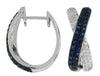1.05CT DIAMOND & AAA SAPPHIRE 14KT WHITE GOLD MULTI ROW X LOVE HANGING EARRINGS