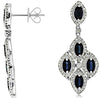 3.80CT DIAMOND & AAA SAPPHIRE 14KT WHITE GOLD MARQUISE FLOWER HANGING EARRINGS