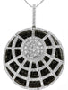 3.59CT WHITE & BLACK DIAMOND 14KT WHITE GOLD 3D CIRCULAR SPIDER WEB FUN PENDANT