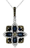 1.88CT WHITE & CHOCOLATE FANCY DIAMOND & SAPPHIRE 14KT WHITE GOLD FLOWER PENDANT