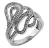 ESTATE WIDE .50CT DIAMOND 14KT WHITE GOLD MULTI ROW CRISS CROSS SWIRL FUN RING