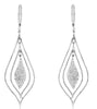 ESTATE 0.90CT DIAMOND 14KT WHITE GOLD MULTI LEAF LEVERBACK HANGING FUN EARRINGS