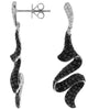 ESTATE 2.07CT WHITE & BLACK DIAMOND 14KT WHITE GOLD MULTI SWIRL HANGING EARRINGS