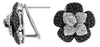ESTATE 2.01CT WHITE & BLACK DIAMOND 14KT WHITE GOLD FLOWER ROSE CLIP ON EARRINGS