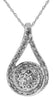 ESTATE 0.40CT DIAMOND 14KT WHITE GOLD 3D FLOWER TEAR DROP FUN FLOATING PENDANT