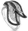 ESTATE .60CT WHITE & BLACK DIAMOND 14K WHITE GOLD 3D CLASSIC MULTI LEAF FUN RING