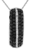 ESTATE .80CT WHITE & BLACK DIAMOND 14K WHITE GOLD MULTI ROW BAR FLOATING PENDANT