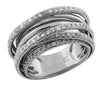 ESTATE WIDE .77CT DIAMOND 14KT WHITE GOLD 3D MULTI ROW ANNIVERSARY RING
