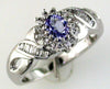 ESTATE 0.60CT DIAMOND & AAA TANZANITE 14KT WHITE GOLD FLOWER INFINITY LOVE RING