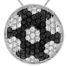 1.58CT WHITE & BLACK DIAMOND 14KT WHITE GOLD 3D STAR OF DAVID CIRCULAR PENDANT