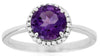 ESTATE 1.15CT DIAMOND & AAA AMETHYST 14KT GOLD CLASSIC 3D ROUND HALO FUN RING