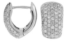 ESTATE WIDE 0.70CT DIAMOND 14KT WHITE GOLD 3D MULTI ROW HUGGIE FUN EARRINGS
