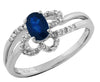 .78CT DIAMOND & AAA SAPPHIRE 14KT WHITE 3D GOLD OVAL & ROUND FLOWER LOVE RING