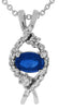 .73CT DIAMOND & AAA SAPPHIRE 14KT WHITE GOLD 3D OVAL & ROUND FLOATING PENDANT