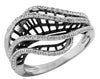 ESTATE .32CT DIAMOND 14KT WHITE GOLD 3D CLASSIC MULTI ROW DOUBLE WAVE FUN RING