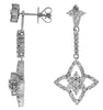 ESTATE 1.15CT DIAMOND 14KT WHITE GOLD 3D CLASSIC FLOWER STAR HANGING EARRINGS