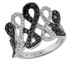 ESTATE 1.35CT WHITE & BLACK DIAMOND 14KT WHITE GOLD 3D INFINITY ANNIVERSARY RING
