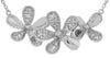 ESTATE .20CT DIAMOND 14KT WHITE GOLD 3D CLASSIC MULTI FLOWER FUN NECKLACE