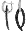 3.50CT WHITE & BLACK DIAMOND 14KT WHITE GOLD SEMI INFINITY LOVE HANGING EARRINGS