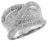 ESTATE 1.40CT DIAMOND 14KT GOLD 3D MULTI ROW CRISS CROSS ANNIVERSARY RING