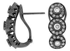 ESTATE 0.55CT DIAMOND 14KT WHITE GOLD 3D MULTI FLOWER CLIP ON HANGING EARRINGS