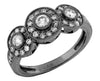 ESTATE .70CT DIAMOND 14KT BLACK GOLD 3D CLASSIC TRIPLE FLOWER FILIGREE FUN RING