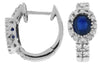 ESTATE 1.12CT DIAMOND & AAA SAPPHIRE 14K WHITE GOLD OVAL & ROUND HUGGIE EARRINGS
