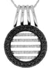 1.02CT WHITE & BLACK DIAMOND 14KT WHITE GOLD CIRCULAR MULTI BAR FLOATING PENDANT