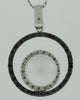 .36CT WHITE & BLACK DIAMOND & AAA PEARL 14K WHITE GOLD 3D CIRCLE OF LIFE PENDANT