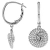 ESTATE 0.70CT DIAMOND 14KT WHITE GOLD CIRCULAR SWIRL LEVERBACK HANGING EARRINGS