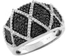 WIDE .98CT WHITE & BLACK DIAMOND 14K WHITE GOLD CRISS CROSS FUN ANNIVERSARY RING