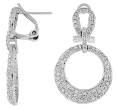 ESTATE 1.20CT DIAMOND 14KT WHITE GOLD CLASSIC CIRCULAR CLIP ON HANGING EARRINGS