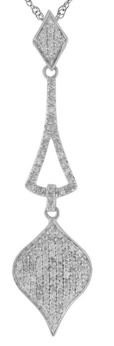 .65CT DIAMOND 14KT WHITE GOLD CLUSTER LEAF TEAR DROP TRIANGULAR FLOATING PENDANT