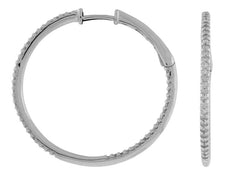 .52CT DIAMOND 14KT WHITE GOLD 3D CLASSIC 2MM INSIDE OUT HOOP HANGING EARRINGS