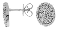 ESTATE .80CT DIAMOND 14KT WHITE GOLD 3D CLUSTER CLASSIC OVAL STUD EARRINGS