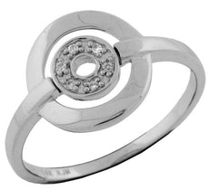 ESTATE .03CT DIAMOND 14KT WHITE GOLD 3D SIX STONE CIRCULAR LOVE KNOT RING