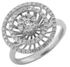 ESTATE .70CT DIAMOND 14KT WHITE GOLD 3D CLUSTER DOUBLE HALO FLOWER FUN RING