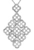 ESTATE LARGE 1.30CT DIAMOND 14KT WHITE GOLD 3D MULTI FLOWER FLOATING PENDANT